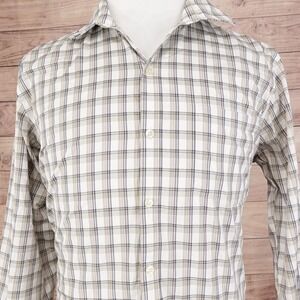 VAN HEUSEN TRAVELER SLIM FIT PLAID BUTTON DOWN SHIRT MENS SIZE L